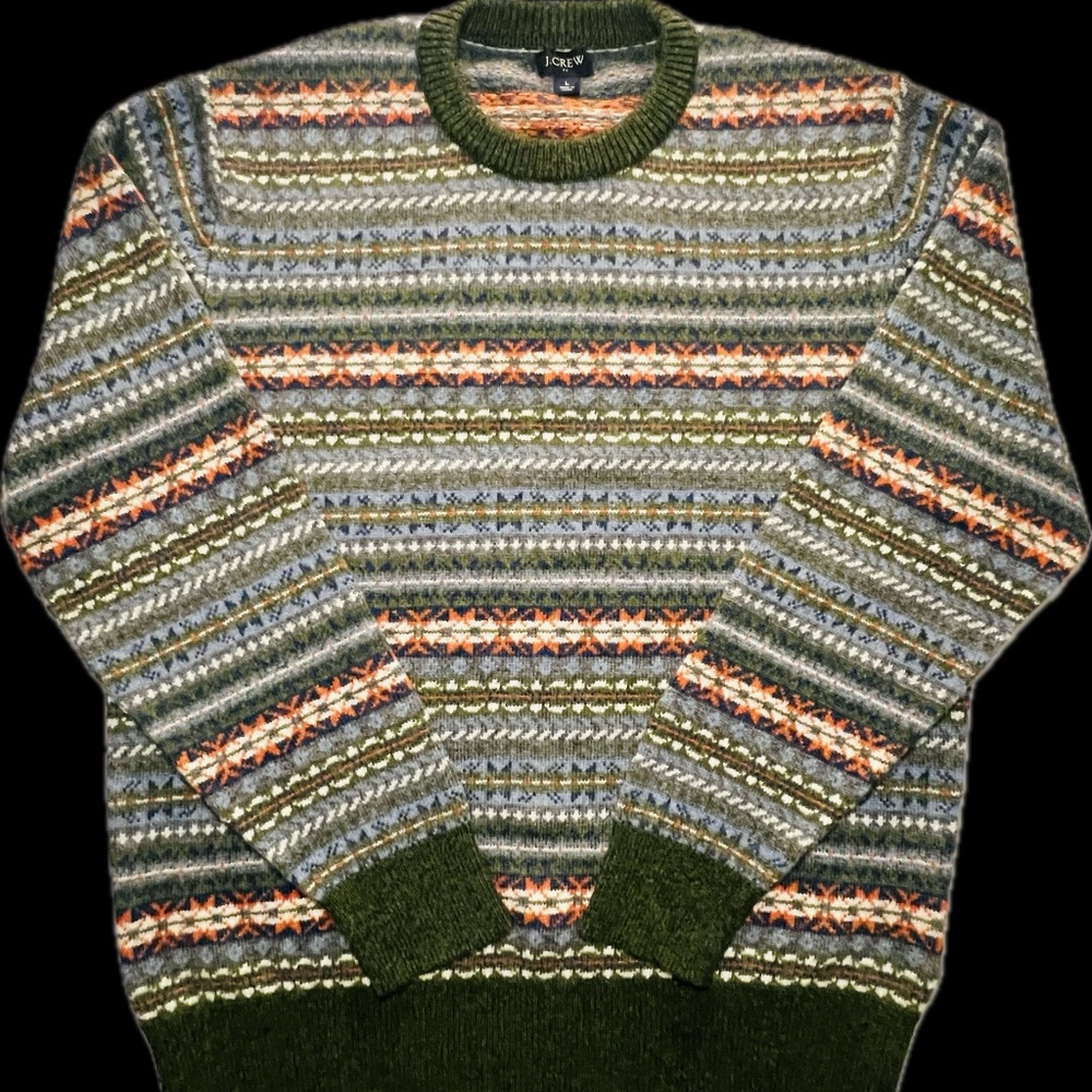 J. Crew Factory Men's Lambswool-blend Fair Isle Crewneck Sweater Large